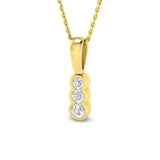 Rub Over Diamond Trilogy Pendant Necklace 0.30ct G/SI 9k Yellow Gold - All Diamond