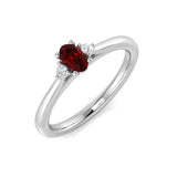 Ruby 0.30ct Diamond 0.05ct Three Stone Ring 9k White Gold - All Diamond