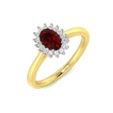 Ruby 0.50ct and Diamond 0.10ct Ring In 9K Yellow Gold - All Diamond