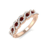 Ruby & Diamond 0.60ct Dress Cocktail Ring in 18k Rose Gold - All Diamond