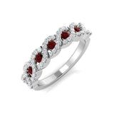 Ruby & Diamond 0.60ct Dress Cocktail Ring in 18k White Gold - All Diamond