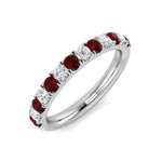 Ruby & Diamond Half Eternity Ring 0.60ct in 18k White Gold - All Diamond