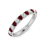 Ruby & Diamond Half Eternity Ring 0.60ct in 18k White Gold - All Diamond