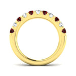 Ruby & Diamond Half Eternity Ring 0.80ct in 18k Yellow Gold - All Diamond