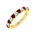 Ruby & Diamond Half Eternity Ring 0.80ct in 18k Yellow Gold - All Diamond