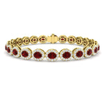 Ruby & Diamond Halo Bracelet 11.00ct in 18k Yellow Gold - All Diamond