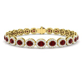 Ruby & Diamond Halo Bracelet 11.00ct in 18k Yellow Gold - All Diamond