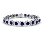 Sapphire & Diamond Halo Bracelet 13.50ct in 18k White Gold - All Diamond