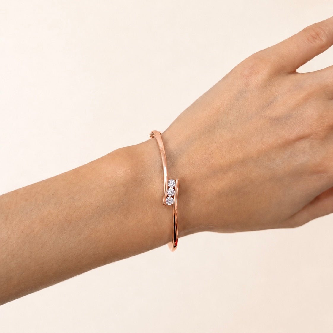 Tension Set Diamond Bangle 0.75ct G/SI Diamond in 18k Rose Gold - All Diamond