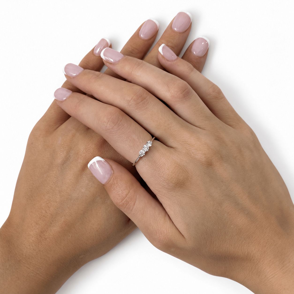 Three Stone Diamond Ring 0.50ct G/SI Quality 18k White Gold - All Diamond