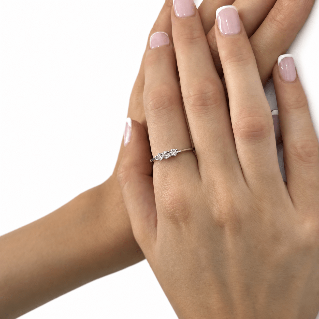 Three Stone Diamond Ring 0.50ct G/SI Quality 18k White Gold - All Diamond
