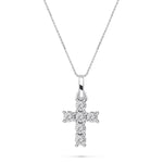 0.15ct Look Classic Claw Set Diamond Cross Pendant in 9k White Gold - All Diamond