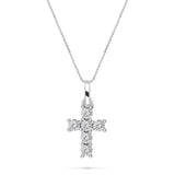 0.15ct Look Classic Claw Set Diamond Cross Pendant in 9k White Gold - All Diamond