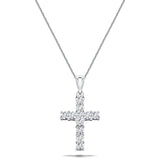 0.25ct Classic Claw Set Diamond Cross Pendant in 18K White Gold - All Diamond