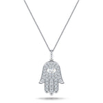 0.33ct Diamond and 18K White Gold 'Evil Eye' Hamsa Pendant Necklace - All Diamond