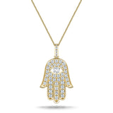 0.33ct Diamond and 18K Yellow Gold 'Evil Eye' Hamsa Pendant Necklace - All Diamond