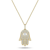 0.33ct Diamond and 18K Yellow Gold 'Evil Eye' Hamsa Pendant Necklace - All Diamond