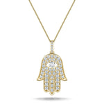 0.33ct Diamond and 9K Yellow Gold 'Evil Eye' Hamsa Pendant Necklace - All Diamond