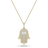 0.33ct Diamond and 9K Yellow Gold 'Evil Eye' Hamsa Pendant Necklace - All Diamond