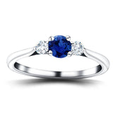 0.50ct Blue Sapphire And 0.30ct Diamond Trilogy Ring in 18k White Gold - All Diamond