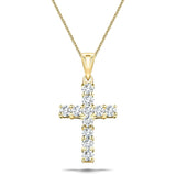 0.50ct Classic Claw Set Diamond Cross Pendant in 18K Yellow Gold - All Diamond