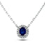 0.65ct Blue Sapphire & 0.10ct G/SI Diamond Necklace in 18k White Gold - All Diamond