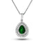 0.75ct Emerald & 0.25ct G/SI Diamond Necklace in 18k White Gold - All Diamond