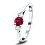 0.85ct Ruby And 0.30ct Diamond Trilogy Ring in 18k White Gold - All Diamond