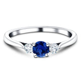 0.96ct Blue Sapphire And 0.54ct Diamond Trilogy Ring in 18k White Gold - All Diamond