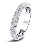 1.00ct G/SI 3 Row Diamond Pave Set Full Eternity Ring in 18k White Gold - All Diamond