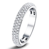 1.00ct G/SI 3 Row Diamond Pave Set Full Eternity Ring in 18k White Gold - All Diamond