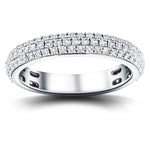 1.00ct G/SI 3 Row Diamond Pave Set Full Eternity Ring in 18k White Gold - All Diamond