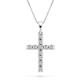 1.00ct Look Classic Claw Set Diamond Cross Pendant in 9k White Gold - All Diamond