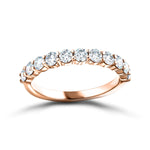 11 Stone Half Eternity Ring 0.75ct G/SI Diamonds in 18k Rose Gold 2.6mm - All Diamond