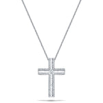1.10ct Baguette & Round Diamond Cross in 18k White Gold - All Diamond