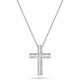 1.10ct Baguette & Round Diamond Cross in 18k White Gold - All Diamond