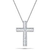1.10ct Baguette & Round Diamond Cross in 18k White Gold - All Diamond