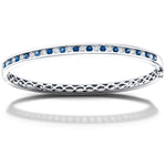 1.10ct Blue Sapphire & 0.85ct G/SI Diamond Bangle in 18k White Gold - All Diamond