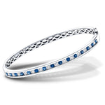 1.10ct Blue Sapphire & 0.85ct G/SI Diamond Bangle in 18k White Gold - All Diamond