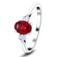 1.12ct Ruby with 0.22ct Diamond Trilogy Ring in 18k White Gold