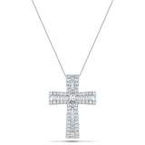 1.25ct Baguette and Round Cut Claw Set Diamond Cross in 18k White Gold - All Diamond