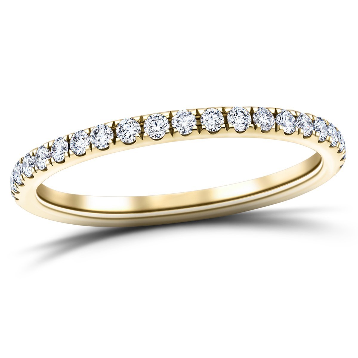 13 Stone Half Eternity Ring 0.60ct G/SI Diamonds in 18k Yellow Gold - All Diamond