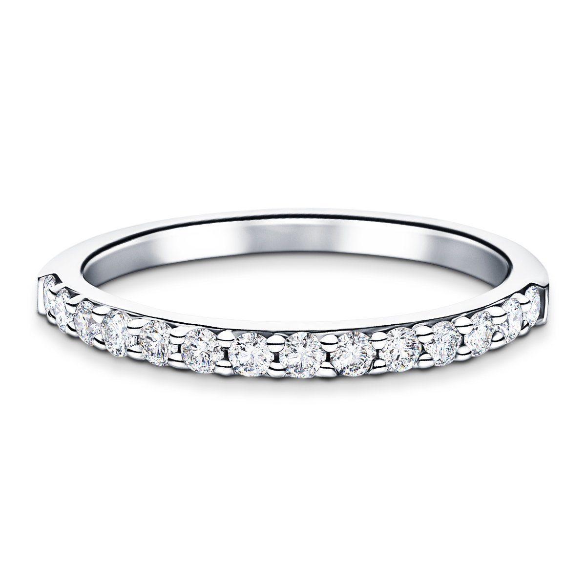 14 Stone Half Eternity Ring 0.35ct G/SI Diamonds in 18k White Gold 2.0mm - All Diamond