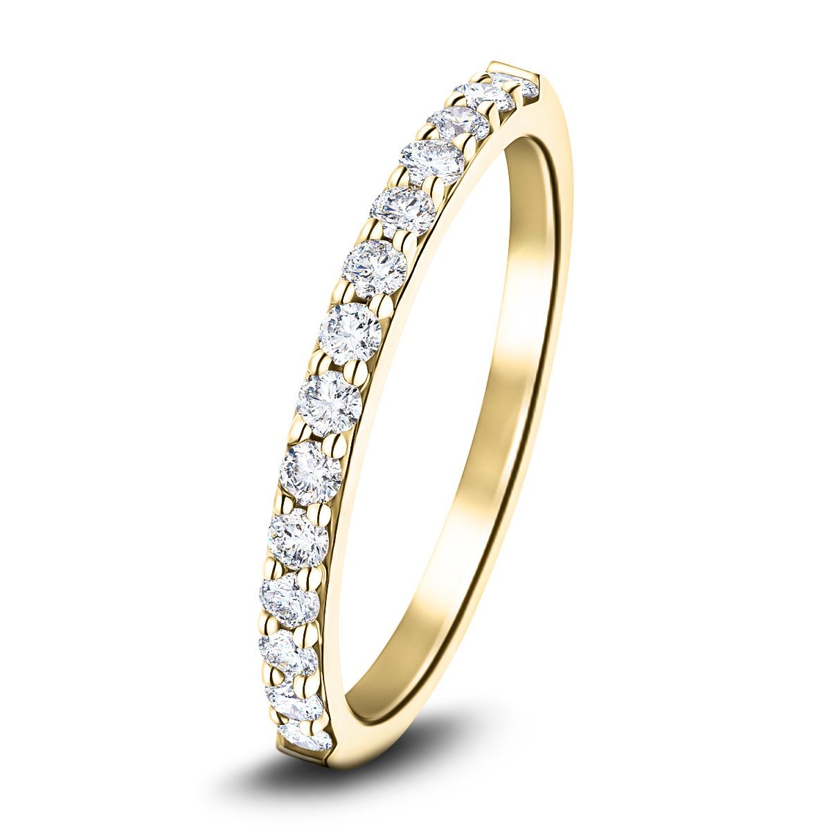 14 Stone Half Eternity Ring 0.35ct G/SI Diamonds in 18k Yellow Gold 2.0mm - All Diamond