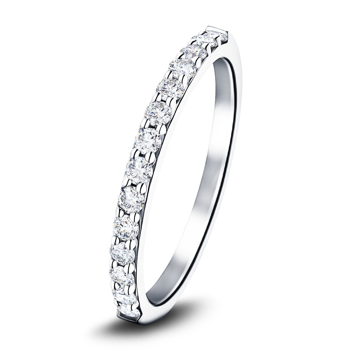 14 Stone Half Eternity Ring 0.35ct G/SI Diamonds in Platinum 2.0mm - All Diamond