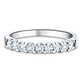 15 Stone Half Eternity Ring 0.50ct G/SI Diamonds in 18k White Gold 2.3mm - All Diamond