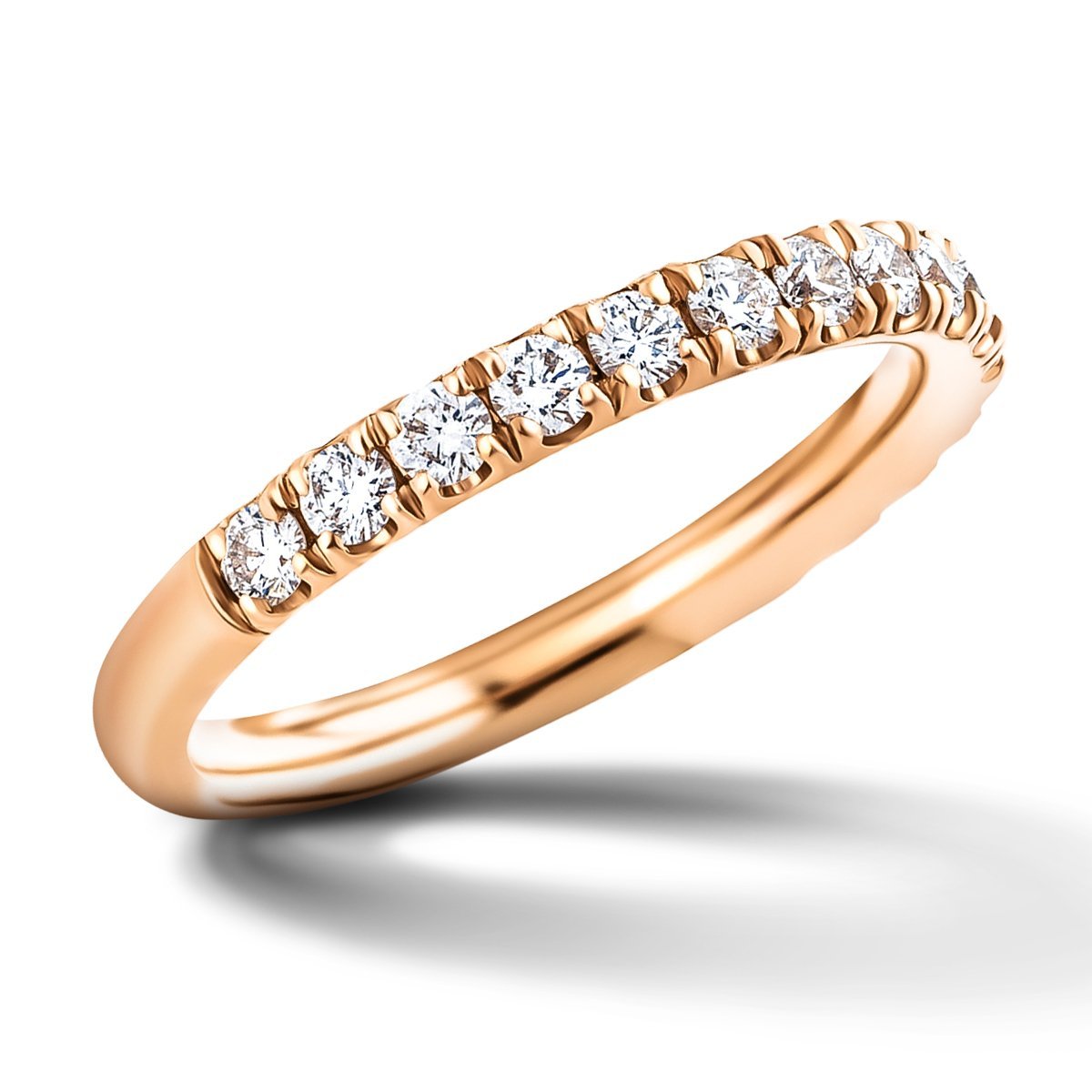 16 Stone Half Eternity Ring 0.80ct G/SI Diamonds in 18k Rose Gold - All Diamond