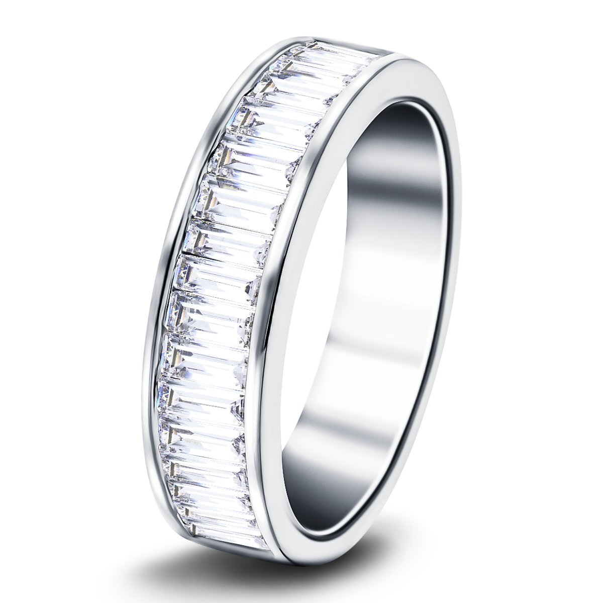 17 Baguette Diamonds Half Eternity Ring 1.30ct in Platinum 6.0mm - All Diamond