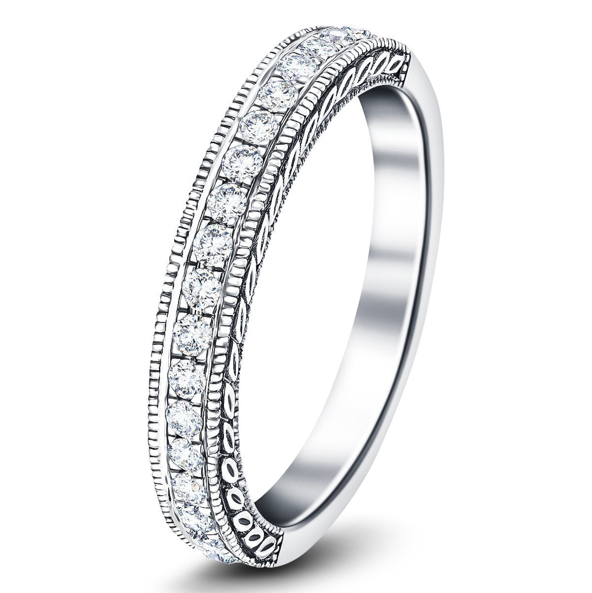 18 Stone Diamond Half Eternity Ring 0.30ct G/SI Diamonds 18k White Gold - All Diamond