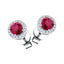 1.80ct Ruby & Diamond Oval Cluster Earrings 18k White Gold - All Diamond